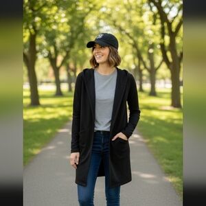 Skechers Los Angeles Black Hooded Open Cardigan - Women's XS